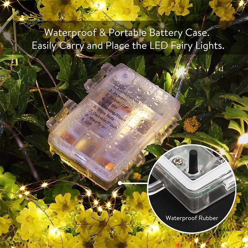 Remote Control LED Fairy Lights string Battery Operated 8 Mode Timer string lights Outdoor Wedding Decoration Without Batteries