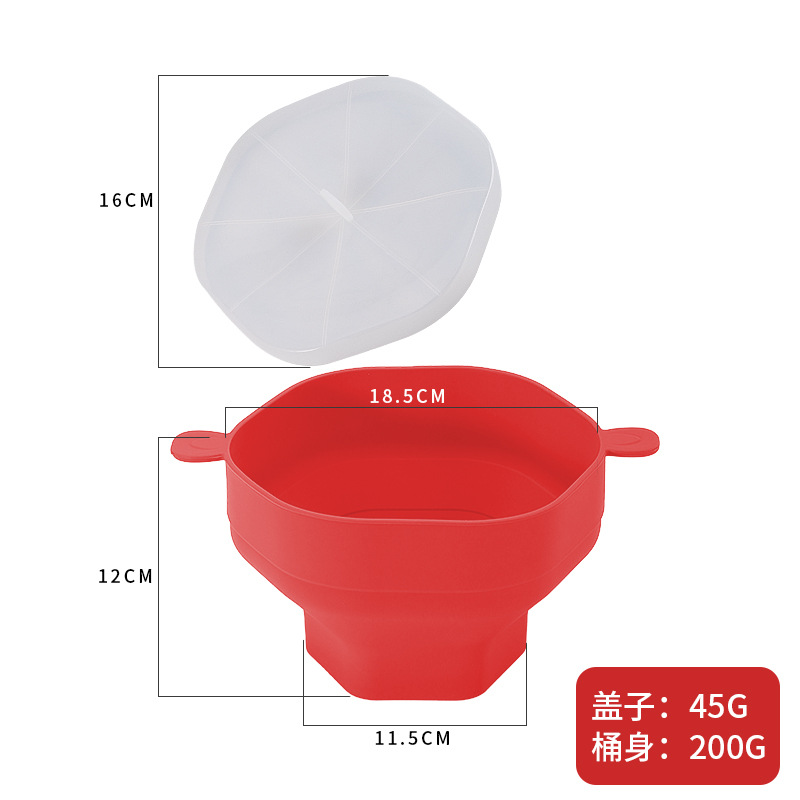 Cuenco de silicona para palomitas de maíz para microondas, cubo plegable para hacer palomitas de maíz con tapa, herramientas de cocina para palomitas de maíz plegables de gran capacidad