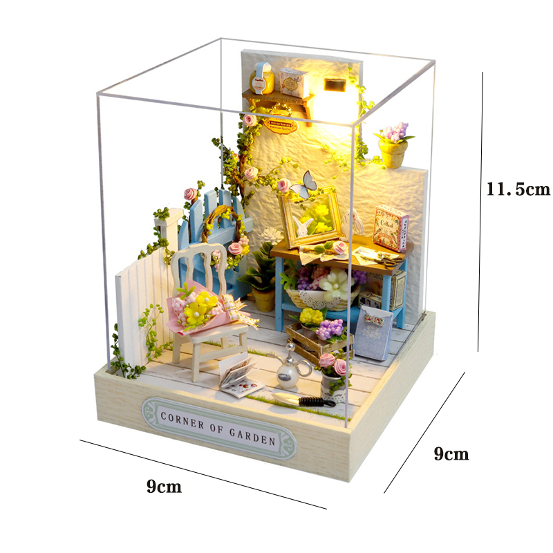Casa de muñecas mágica, Kit de modelo de construcción de ensamblaje DIY en miniatura de madera, producción de juguetes de habitación pequeña, decoraciones con muebles: Oro