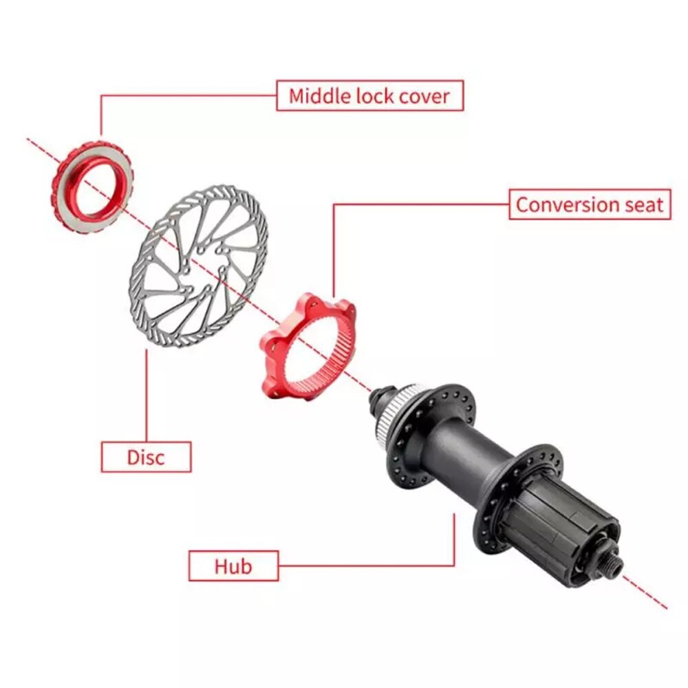 Accessoires de cyclisme pour frein à disque en alliage d'aluminium, pièces de vélo, moyeux de verrouillage central, adaptateur de verrouillage central, siège de Conversion