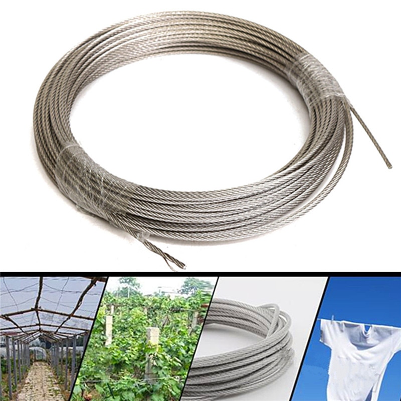 304 Stainless Steel 3mm Diameter Cable Wire Clothes Cable Line Wire Rope Length 30M Material Handling Tools Rope Fittings