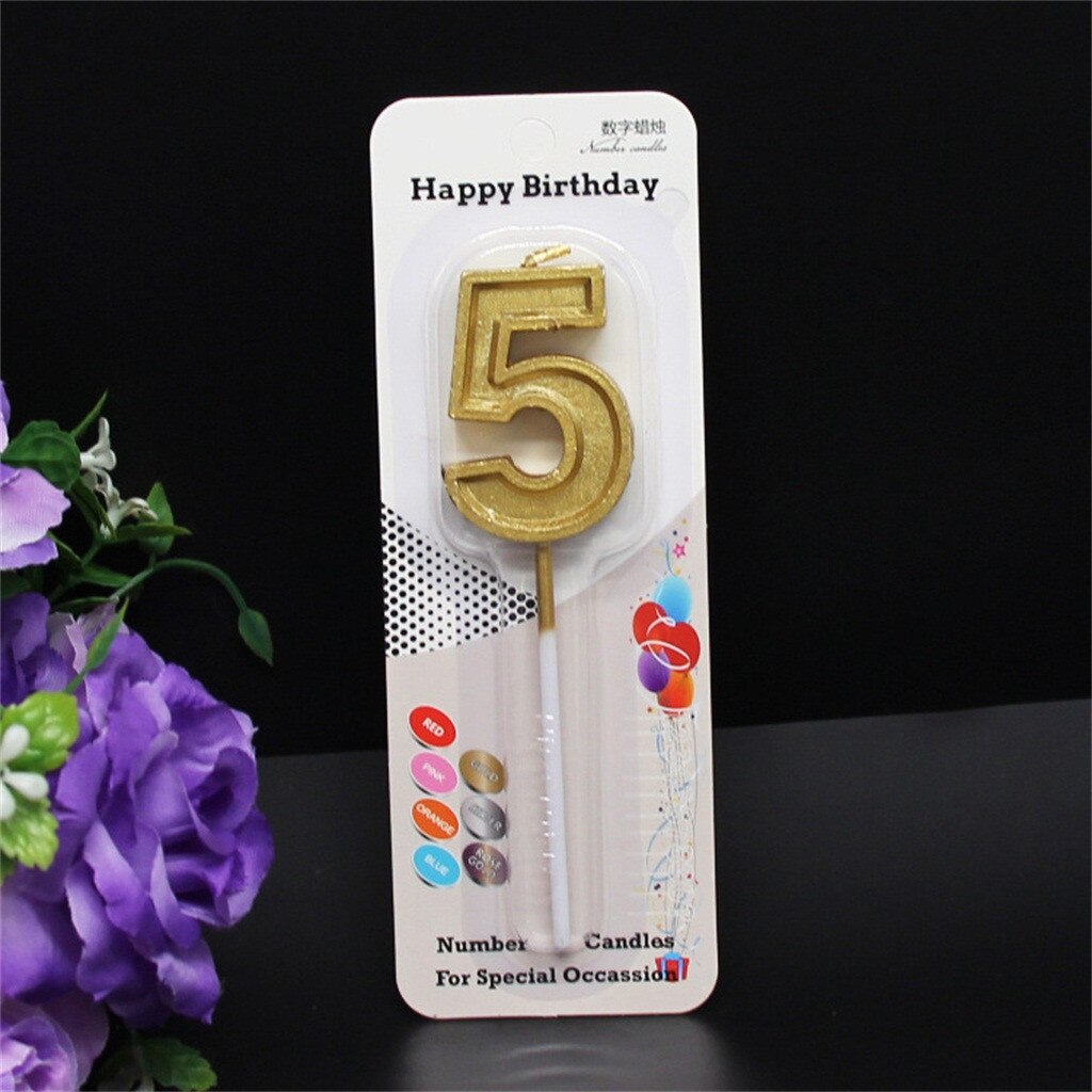Glitter Talking Tables Number Candles Gold Number 0-9 Birthday Party Candle Cake Home Decoration Accessories Украшение Комнаты#: E