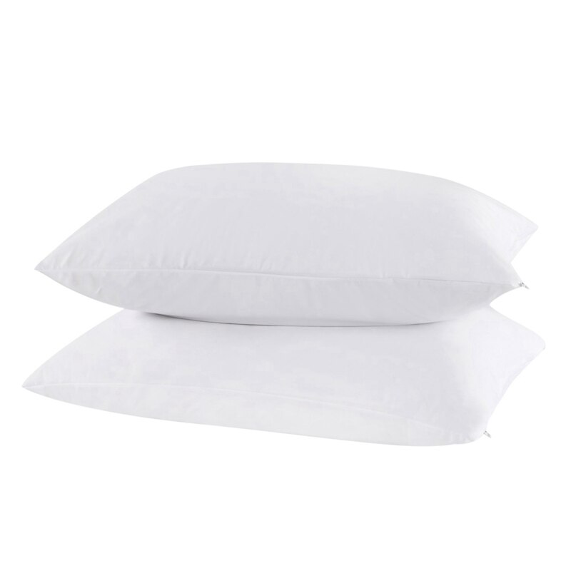 2pc vita kuddfodral vattentätt kuddskydd mot kvalster vägglussäker dragkedja kuddfodral allergi kuddfodral 50 x 70cm: Default Title