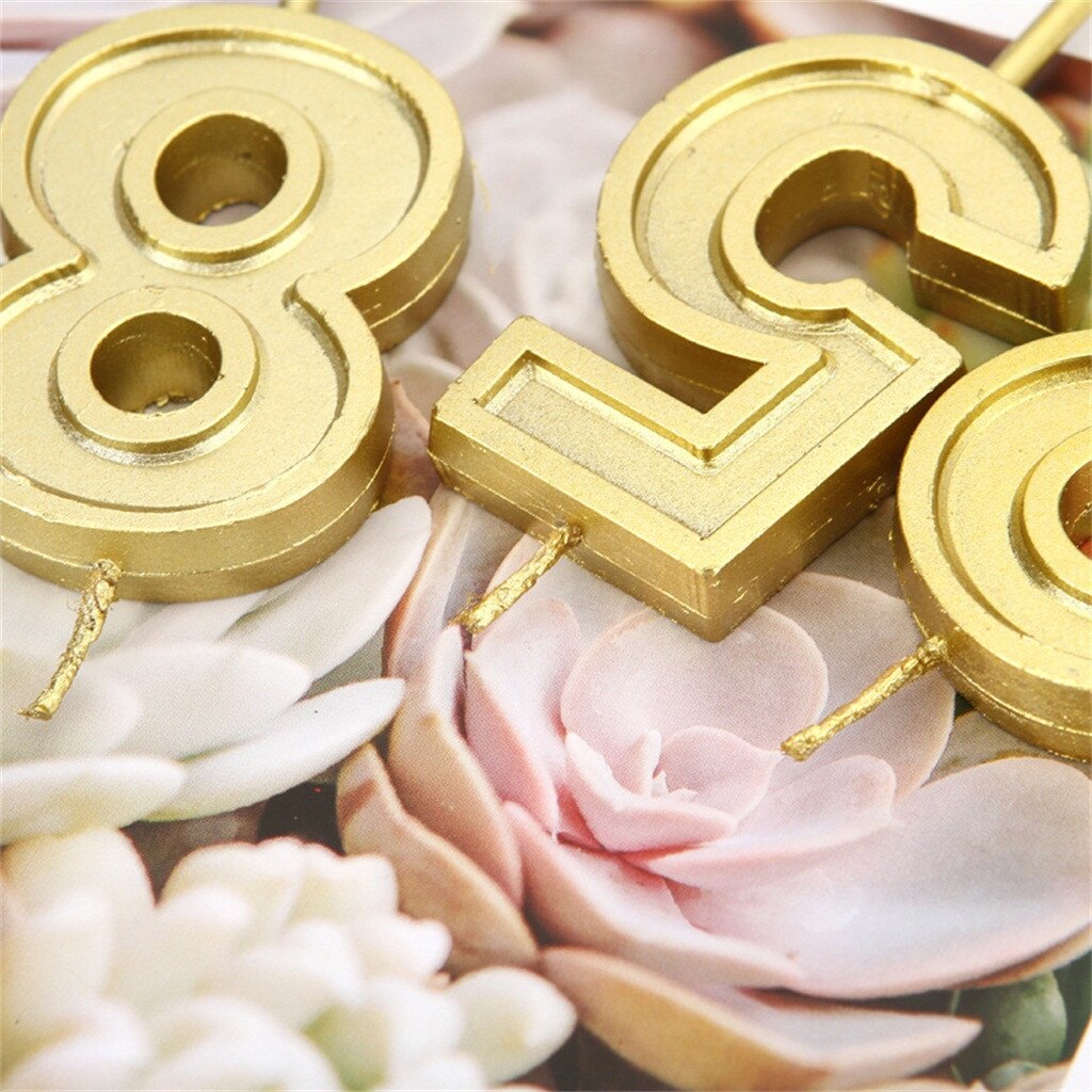 1pc paillettes or R 0-9 nombre bougies joyeux anniversaire gâteau Topper ornements Cupcake décoration cire artisanat fête d'anniversaire fournitures