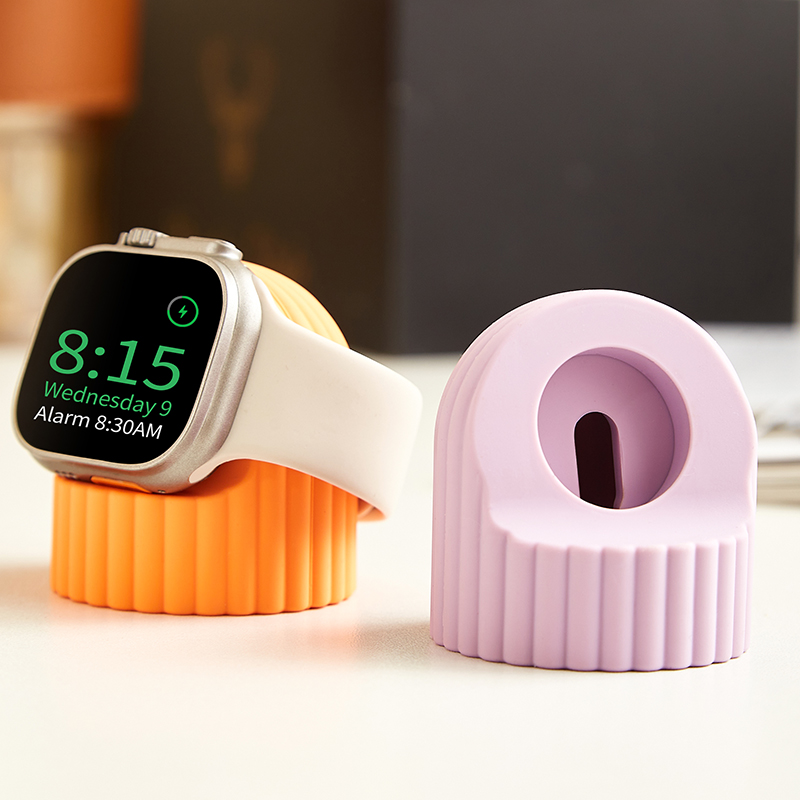 Soporte de cargador de silicona suave para Apple Watch Series 8, 7, 6, 5, 4, 3, 2, 1 SE, estación de carga Iwatch, accesorios de soporte de escritorio