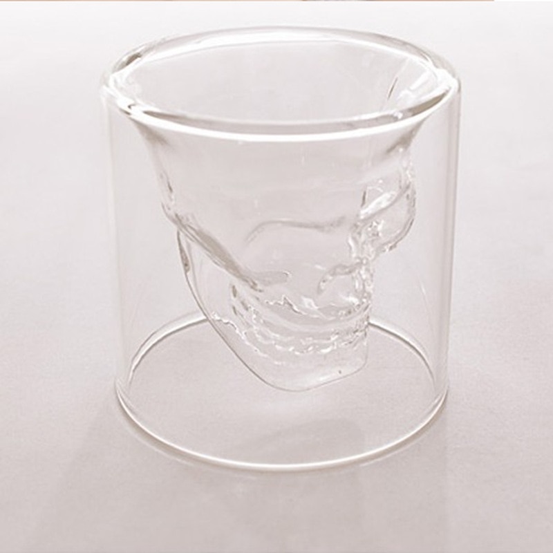 Creatieve dubbele transparante whisky glas Persoonlijkheid bar schedel glazen beker