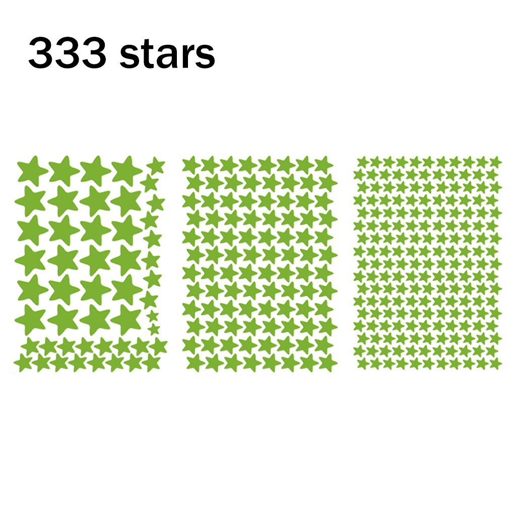 20cm Luminous Moon Star 3D Wall Sticker For Kids Room Living Room Bedroom Decoration Home Decals Glow In The Dark Wall Stickers: 333pcs star