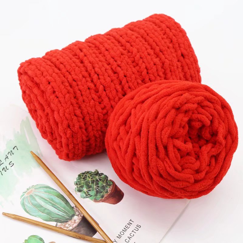 QJH Chunky Blanket Knitting Yarn, Luxury Thick Polyester Jumbo Weaving Crochet Craft Yarns for Throw Blanket Pillows 100g/1Ball