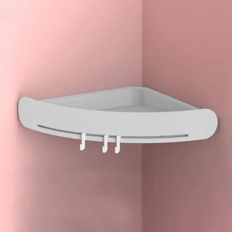 Plastique salle de bain étagère organisateur Snap Up coin étagère Caddy salle de bain coin étagère douche stockage support mural porte-shampooing: Light Grey