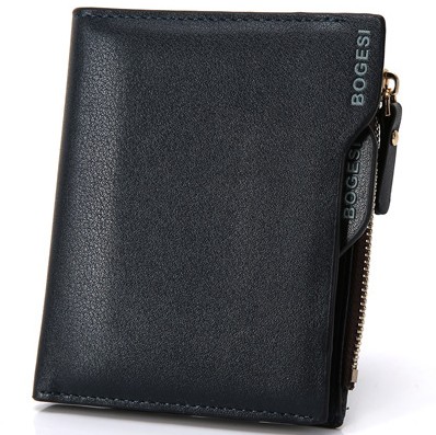 Bogesi hommes en cuir portefeuille avec fermeture à glissière homme sac à main amovible crédit porte-carte monnaie poches pour homme: 836 Blue