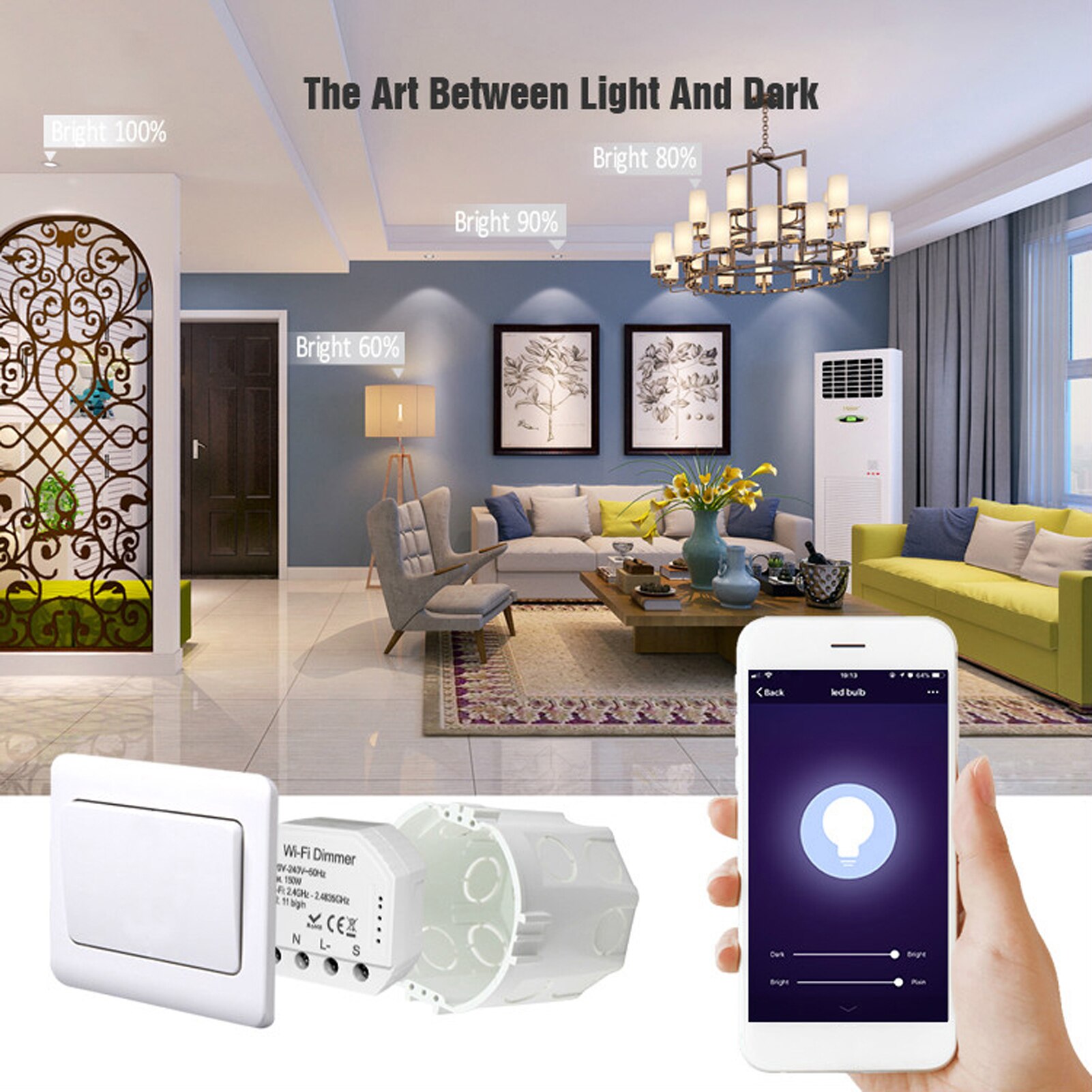 Tuya WiFi inteligente modulo de interruptor de atenuador de luz de Control de hogar inteligente Alexa de Google