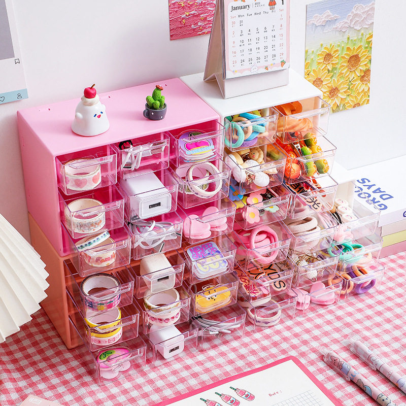 Bureau-organizer, compacte, draagbare opbergdoos met meerdere vakken, stofbestendige bureau-lade-organizer voor studiekamer of slaapkamer