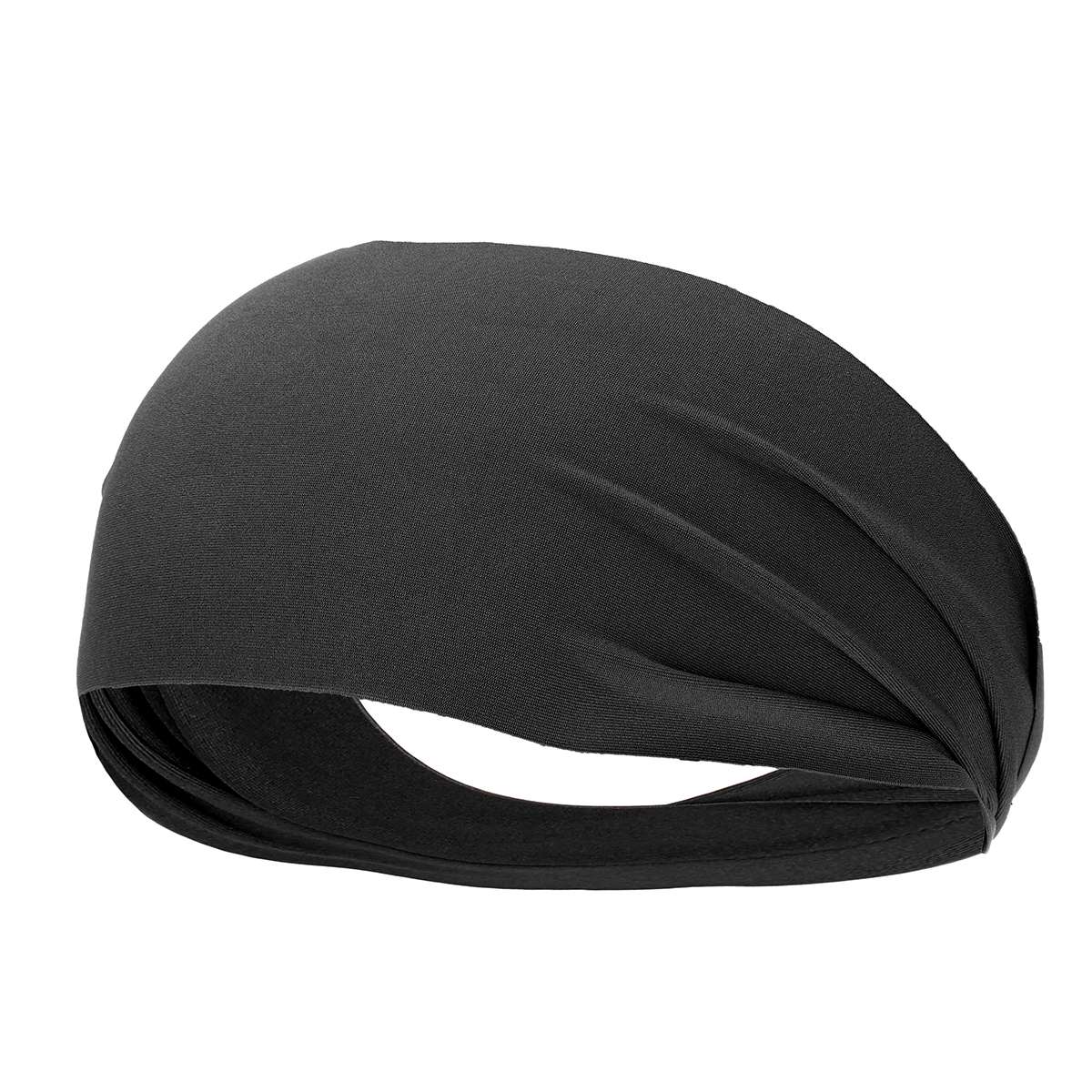 Mode Unisex Effen Kleur Hoofdband Haar Elastiekjes Voor Mannen Vrouwen Stretch Outdoor Fitness Hoofd Bands Haarband Voor Sport: Black