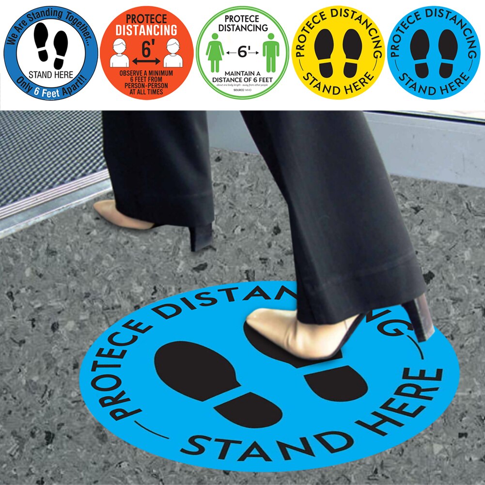 Anti-slip Outdoor Social Distancing Floor Decals Isolation Safety Public Places Ground Floor Sign Marker Round Sticker