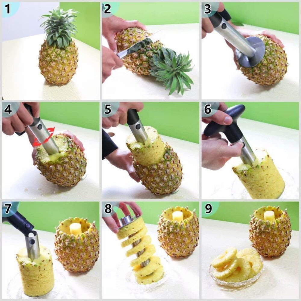 Premium Pineapple Corer Stainless Steel Pineapple Corer Slicer Thicker Premium Peeler Cutter Kitchen Gadget KC0243