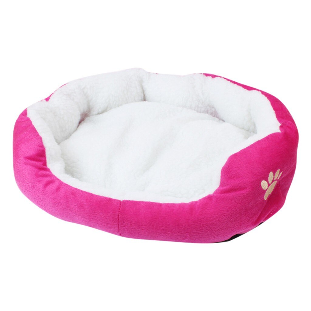 Kleine Pet Hond Kat Bed Puppy Kussen Huis Huisdier Zachte Warme Kennel Hond Mat Deken Puppy Warm Nest Slapen pad Mat Bed: Hot Pink