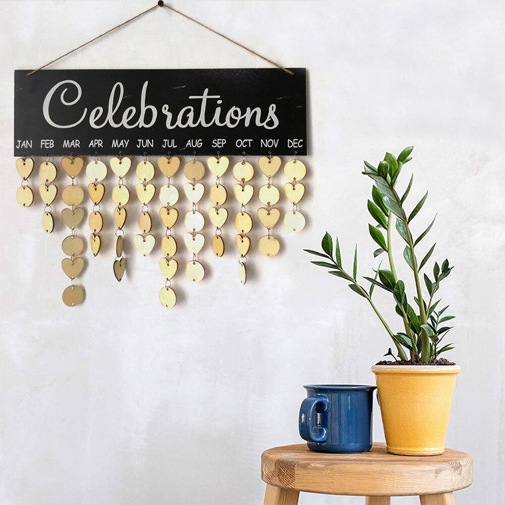 Wooden Calendar Board Sign Family Celebration and Birthday Reminder DIY Wooden Craft for Home Decoration