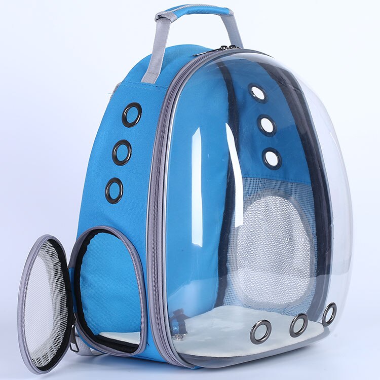 Top Astronaut Space Capsule Ademend Auto Bike Venster Bubble Kat Hond Reizen Draagtas Transparante Pet Carrier Rugzak: Blue(Without Cover)