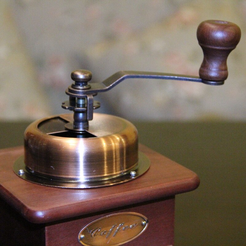 Handgjorda kaffekvarnar hem retro hand kaffebönor malning kvarn trä bas