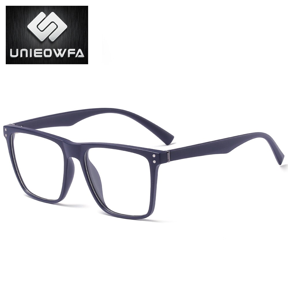 UNIEOWFA Square Retro Prescription Glasses Frame Men Transparent Clear Eyewear Spectacles Frame Optical Myopia Eyeglasses Frame: C3