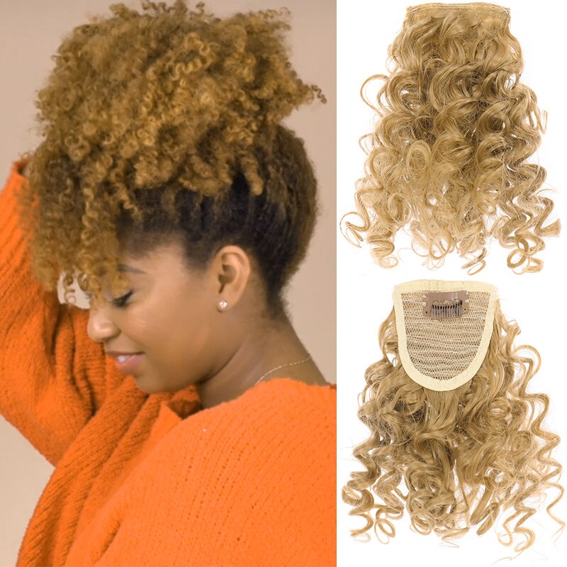 XUANGAUNG-extensiones de cabello postizas para mujer, Clip rizado, peluca con flequillo, flequillo de pelo Natural, piezas de cabello sintético: 103