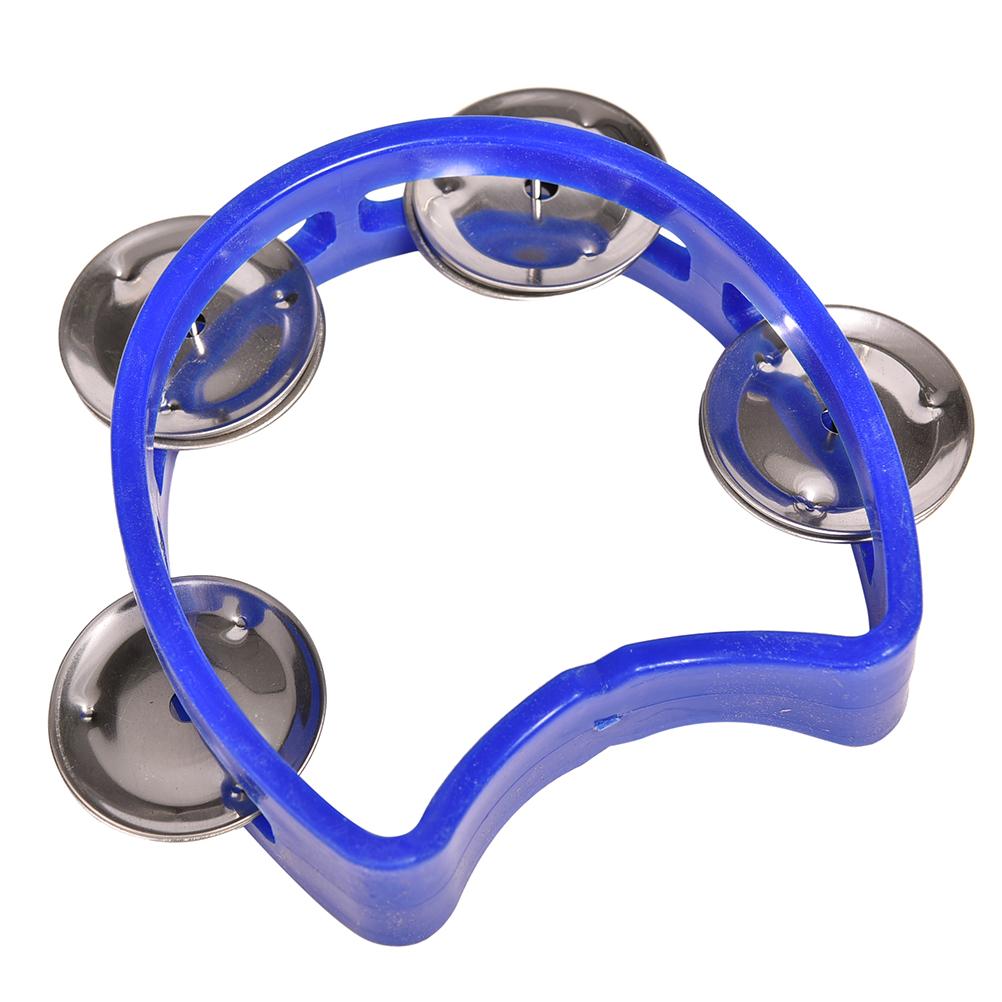 Dia 10cm 1Pc Tambourine Hand Held With Double Row Metal Jingles Percussion Church Band Color Random