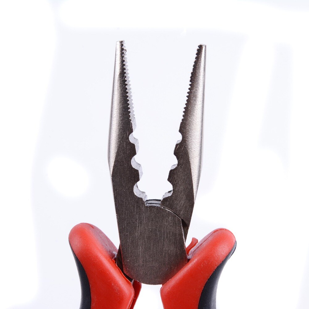 1 PS ze stali nierdzewnej czerwone proste szczypce robić mikro pierścień przedłużanie włosów wielofunkcyjne szczypce z zębami i 3 otwory