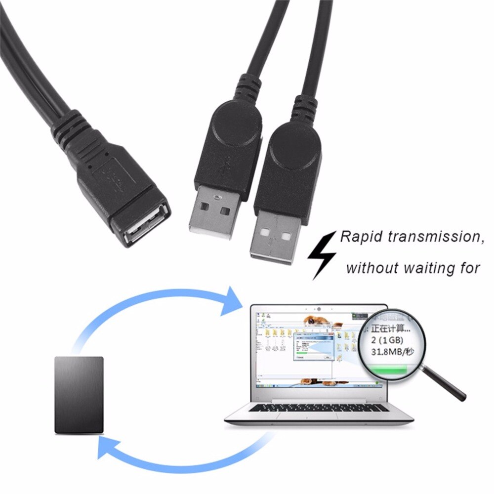 30 Cm Verlengkabel Usb 1 Female Naar 2 Dual Usb Male Data Hub Power Adapter Y Splitter Usb Opladen power Cord Kabel