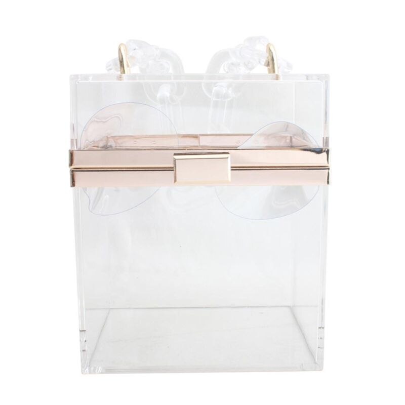 Transparente acrílico Prom Clutch Purse boda banquete bolso cadena correa para mujeres niñas: Blanco
