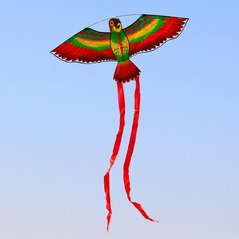 1.1m Flat Parrot Kite Children Flying Bird Kites Windsock Outdoor Toys Garden Cloth Toys For Kids