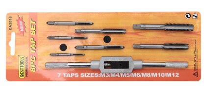 Handverktyg 20 st kran- och matrisuppsättning metrisk gängkran och matris justerbar krannyckel 1/8-1/2 3mm-12mm skruvkran: Rödbrun