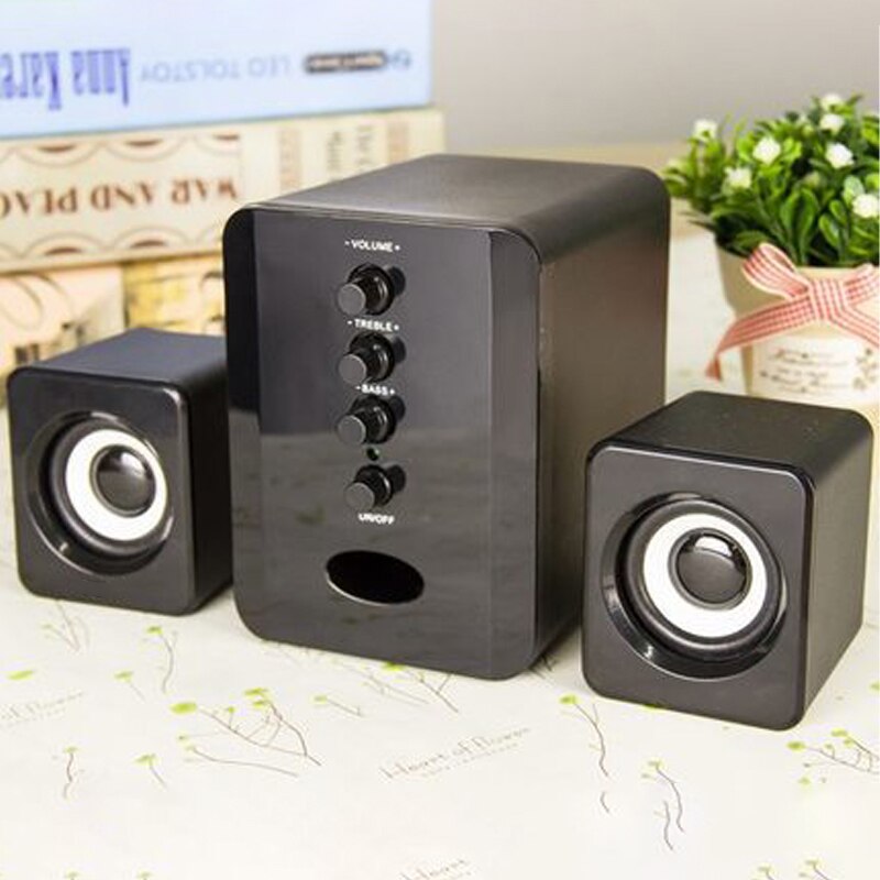 Usb Bedrade Combinatie Computer Speakers Bass Stereo Thuis Muziekspeler Multifunctionele Subwoofer Sound Box Voor Desktop Laptop: Black