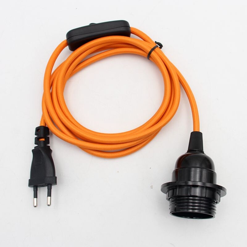 Cordon d'alimentation prise ue 220V AC, câble recouvert de tissu avec interrupteur marche/arrêt, support de lampe en bakélite E27, cordons enfichables pour suspension à monter soi-même: Chocolat