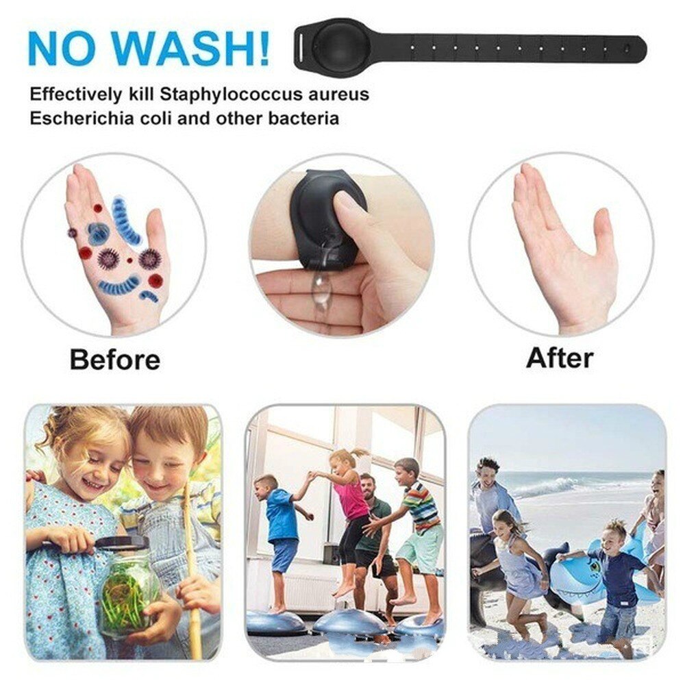 Bracelets réutilisables portables désinfectant pour les mains Bracelet de distribution Bracelet distributeur de main Bracelet en Silicone magasin désinfectant pour les mains
