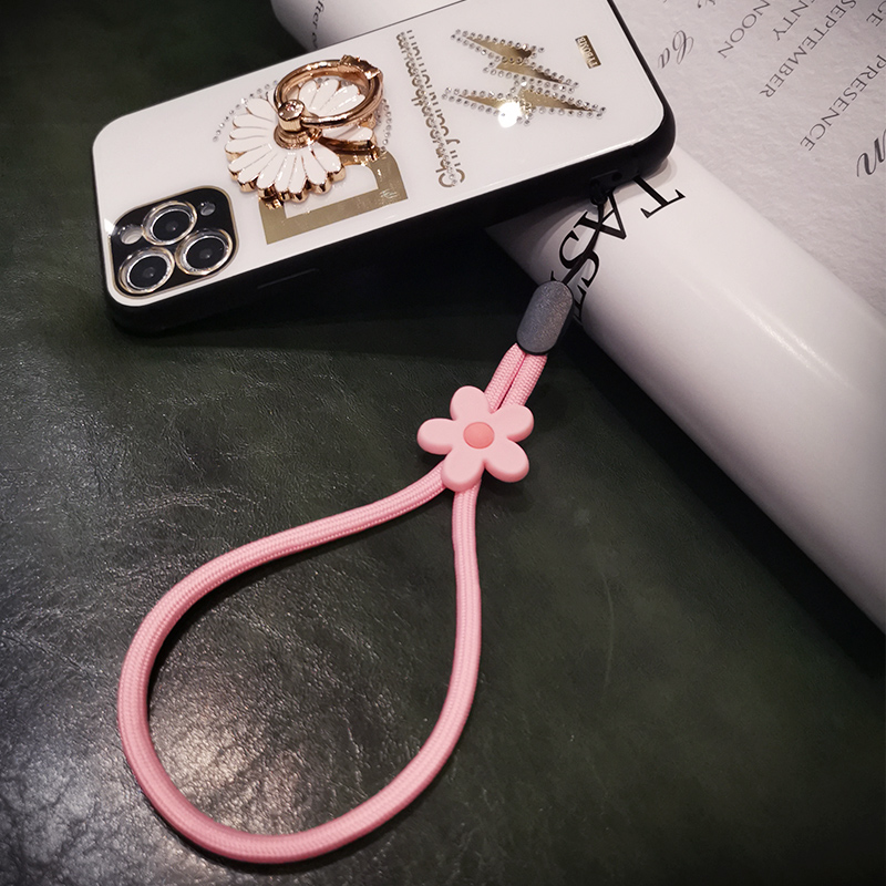 Flower Bracelet Wrist Strap Short Braid Phone Lanyard for iphone 12 13 huawei redmi xiaomi Samsung Camera GoPro String Holders