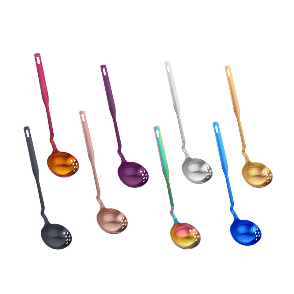 Curved Hanging Long Handle Ladle Spoon Pot Big Colander Strainer Spoon Soup Ladle Stainless Steel Kitchen Cooking Tool