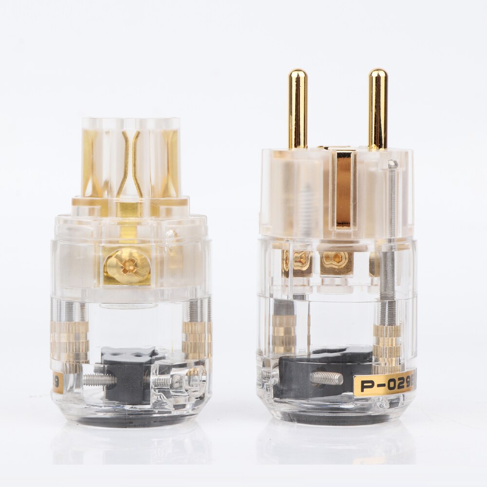 HI-End Schuko Plug EU Version Power Plugs for Audio Power Cable 24K Gold Plated Male Plug Female IEC Connector: one Pair Gold