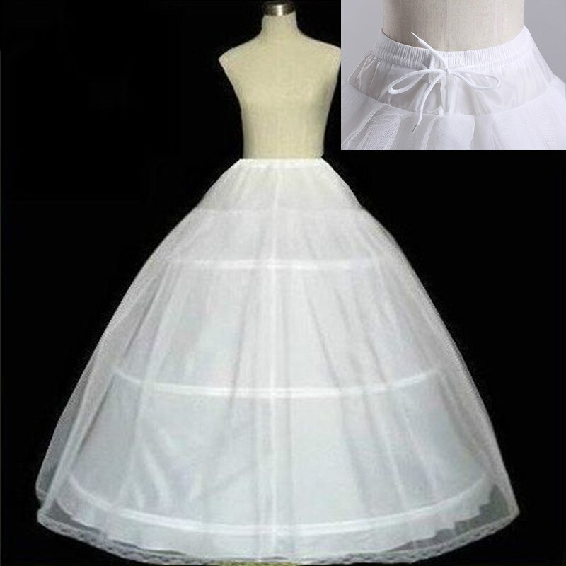 Hvid 3 bøjler underkjole crinoline slip underskørt til brudekjole brudekjole på lager