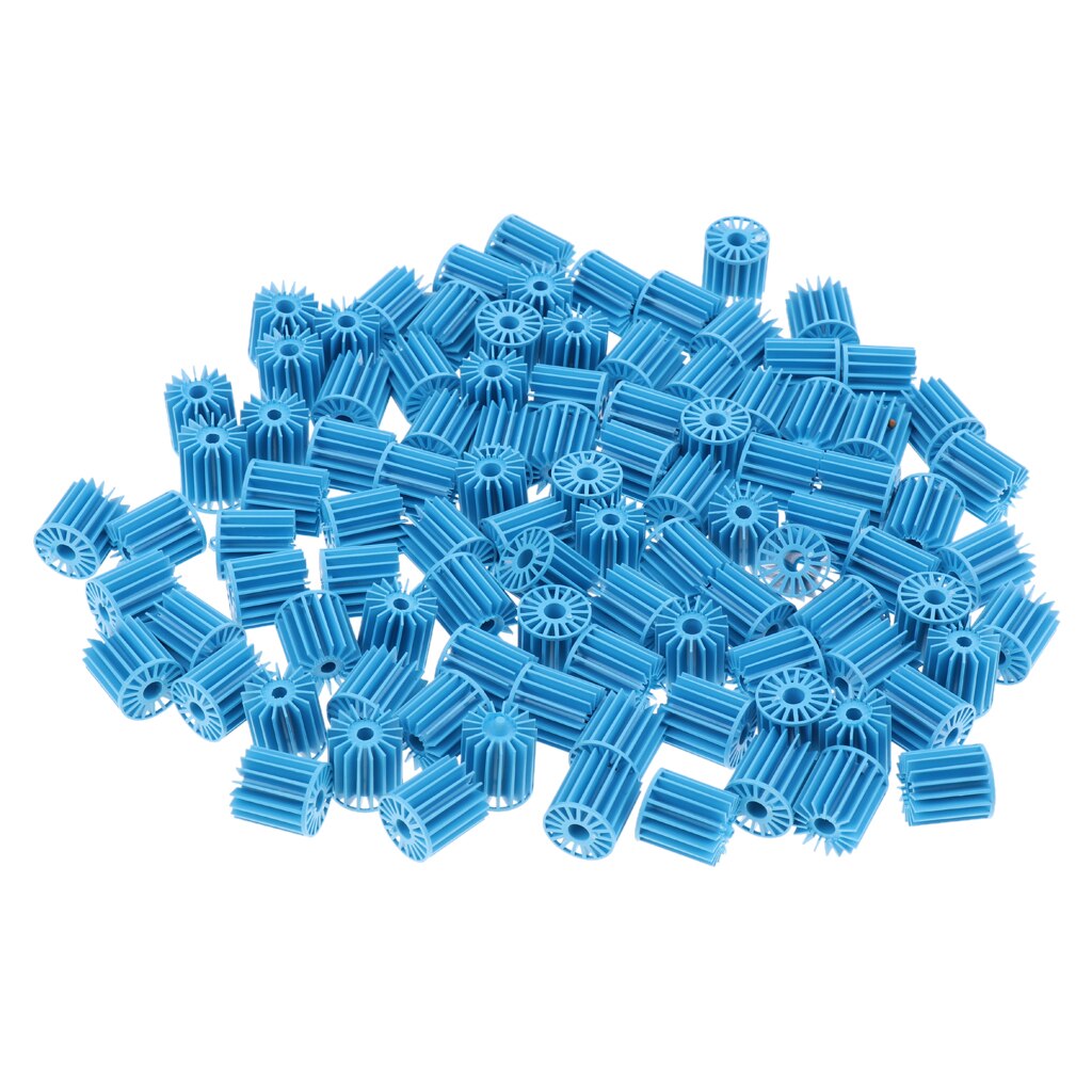 100Pcs Plastic Aquarium Aquarium Verse Marine Water Biochemische Bal Filter (Blauw)