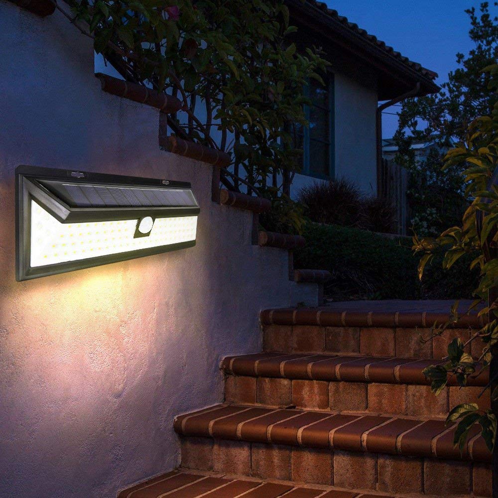 90 led zonne-aangedreven wandlamp met pir-bewegingssensor voor buiten