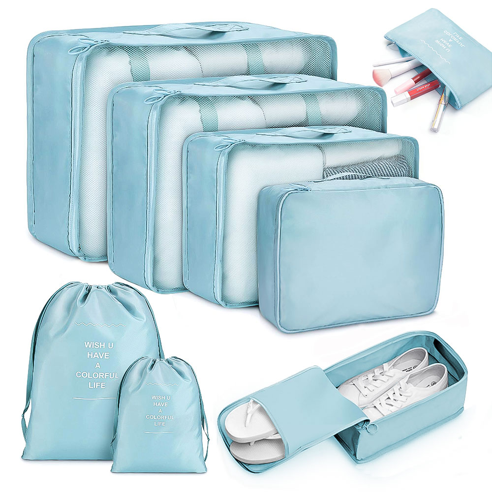 Conjunto de bolsas de armazenamento, 8 peças, 6 peças, viagem, casa, roupas, colcha, cobertor, partição de sapatos, organizador ordenado, mala de armário, bolsa, cubo de embalar