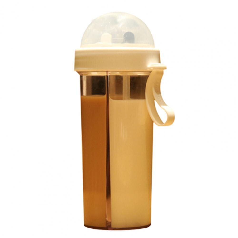 420/600ml Portable Dual Straw Separate Drink Water Beverage Bottle Couples