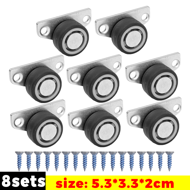 1/8Sets Side Mount Caster Wheels Mini Silent Rubber Furniture Castors Directional Cartwheels For Trolley Drawer Kitchen Cabinets: WHITE
