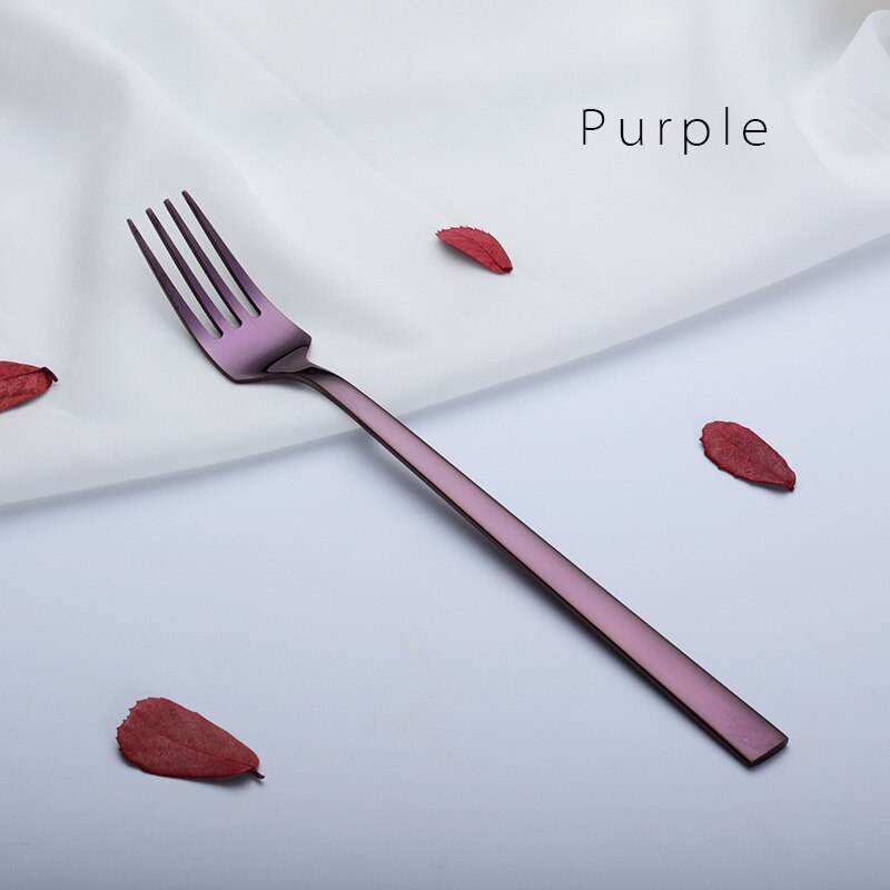 Ironx koreansk middagsgaffel farverig rustfrit stål gafler med lange skafter bestik 8.26 tommer 1 stk.: Lilla