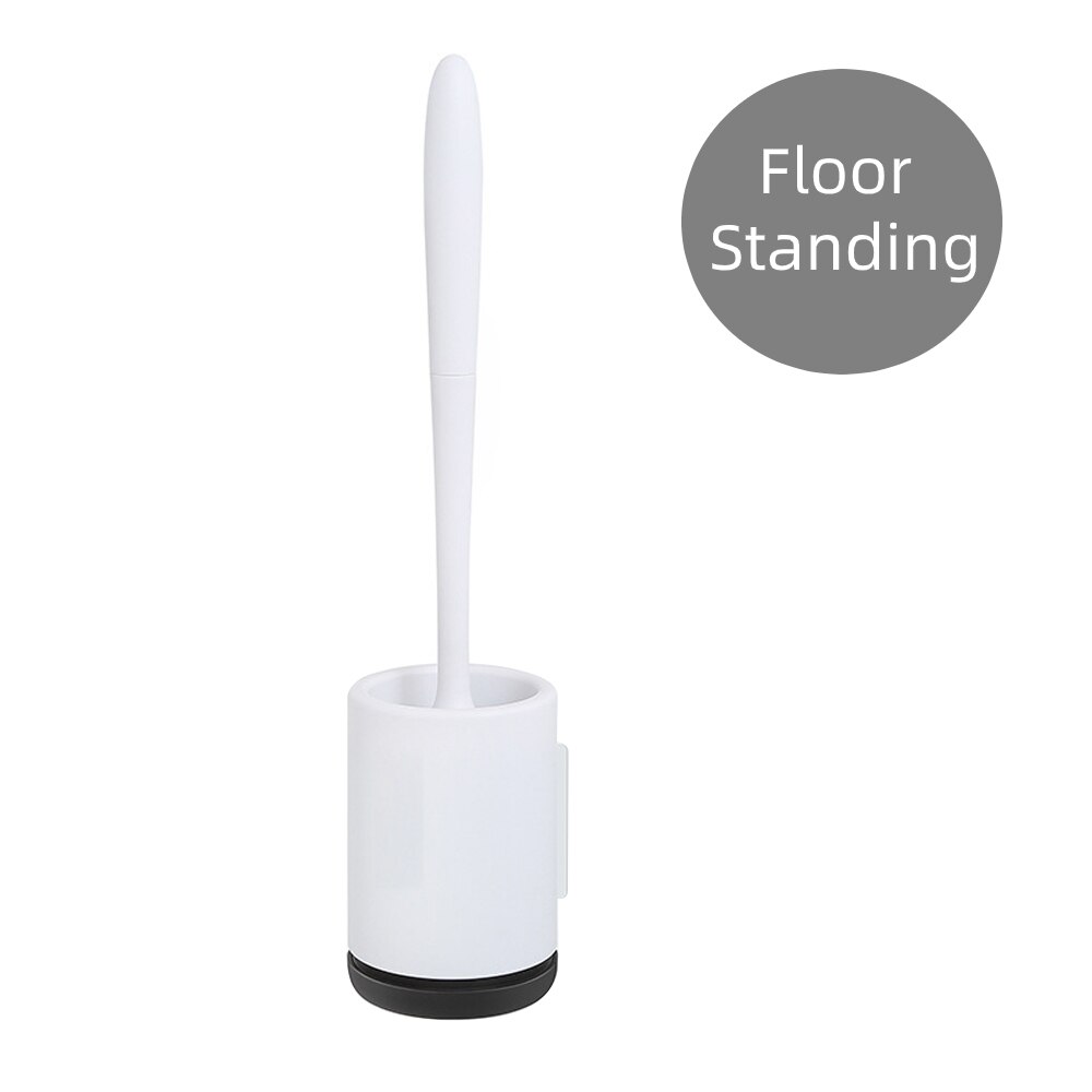 Cepillo de silicona para inodoro, cepillo de limpieza Base montado en la pared de pie para inodoro, WC, accesorios de baño, Set de artículos para el hogar: Floor