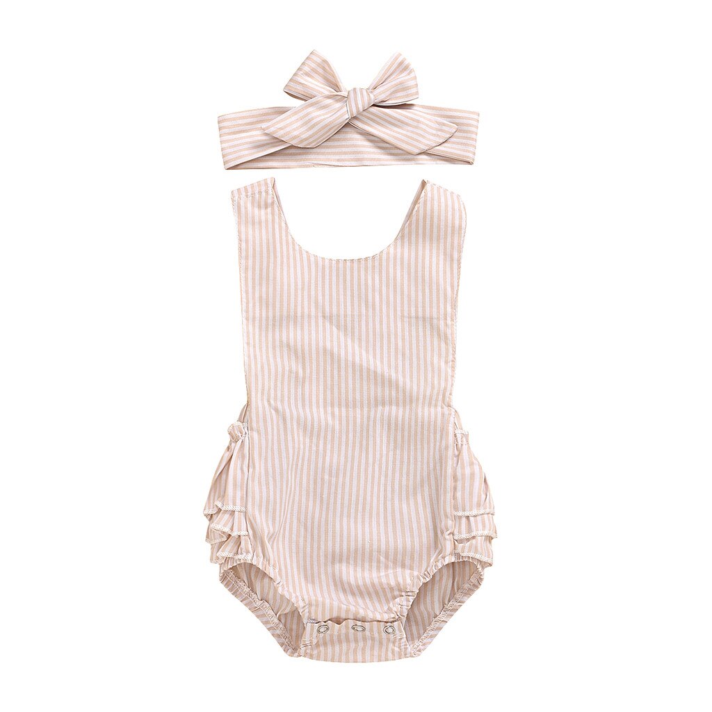 Peuter Baby Meisje Kleding Kinderen Meisjes Jongens Mouwloos Ruche Streep Romper Sunsuit Kleding Peuter Rompertjes Meisjes Rompertjes: 3M