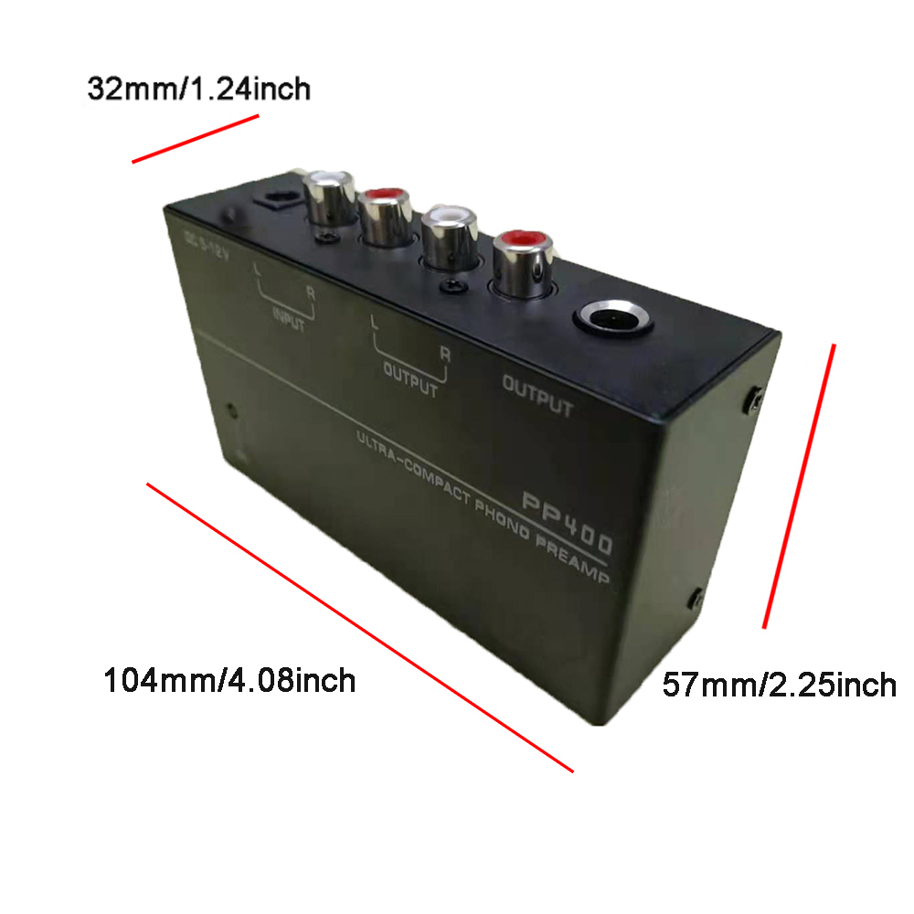 Ultrakompakter Phono-Vorverstärker-Vorverstärker mit RCA 1/4 Zoll TRS-Schnittstellen Preamplificador Phono-Vorverstärker PP400 mit EU-US-Stecker
