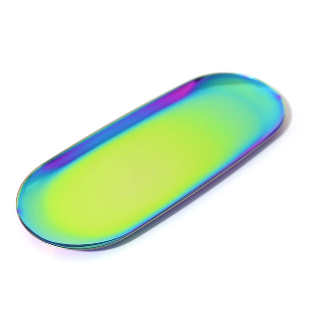 Storage Tray Nordic Stainless Steel Jewelry Plate Oval-shaped Towel Tray Cosmetic Jewelry Organizer Snack Tray: color / 23x9.5cm