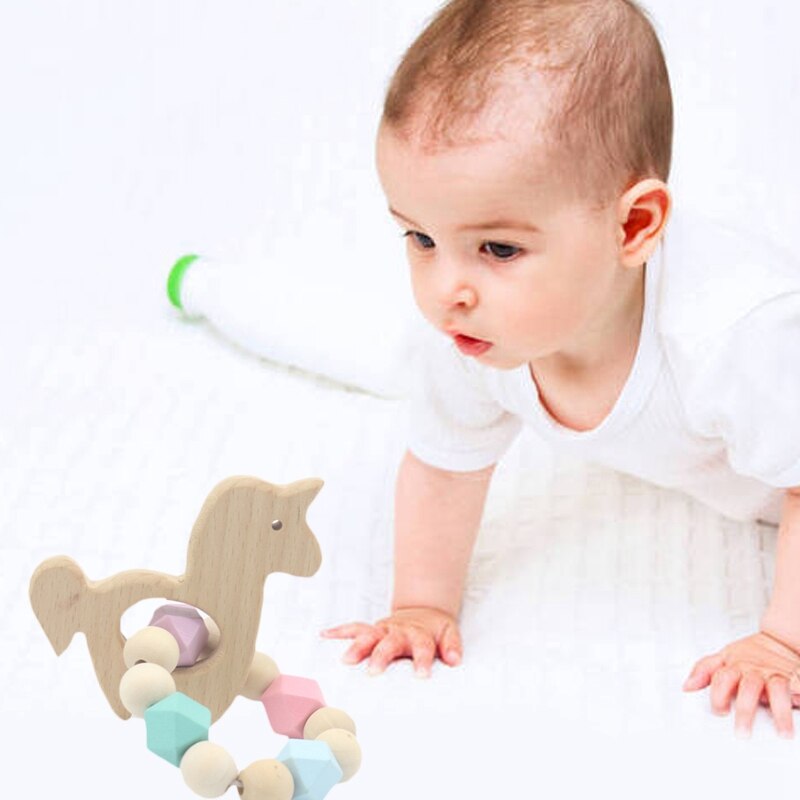 Baby Bijtring Armband Molaire Stok Beuken Houten Speelgoed Baby Armband Speelgoed Baby Care Armband Hand Lijm Zorg Geschenkdoos