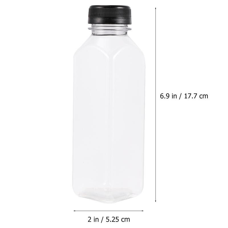 10Pcs 400Ml Transparante Lege Storage Containers Wegwerp Huisdier Flessen Met Deksels Voor Drank Fles Jar (Zwart caps)